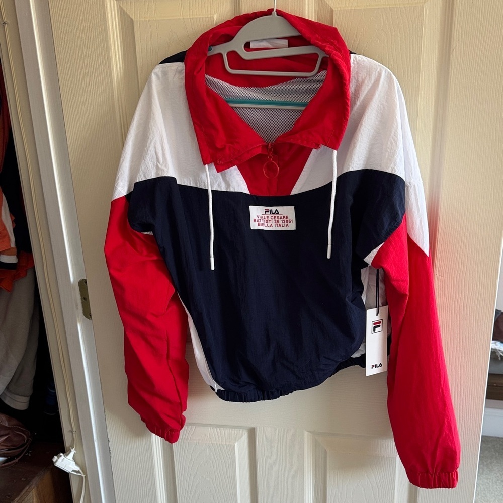 Fila Kids Colorblock Pullover Jacket in Red, White & Navy